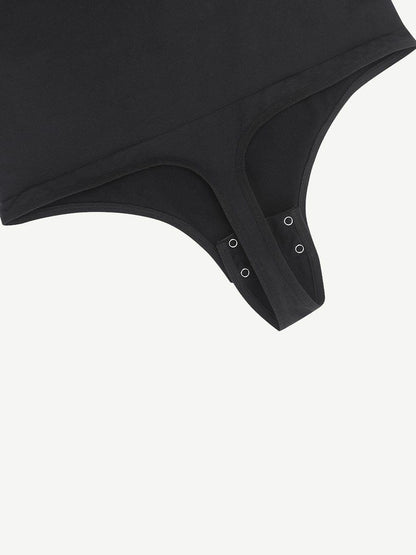 Seamless Diagonal Neck Long Sleeve Waist Trimming Thong Bodysuit -