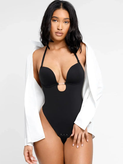 One-piece Front Low-cut Beauty Back Wedding Thong Bodysuit -