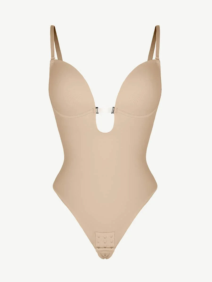 One-piece Front Low-cut Beauty Back Wedding Thong Bodysuit -