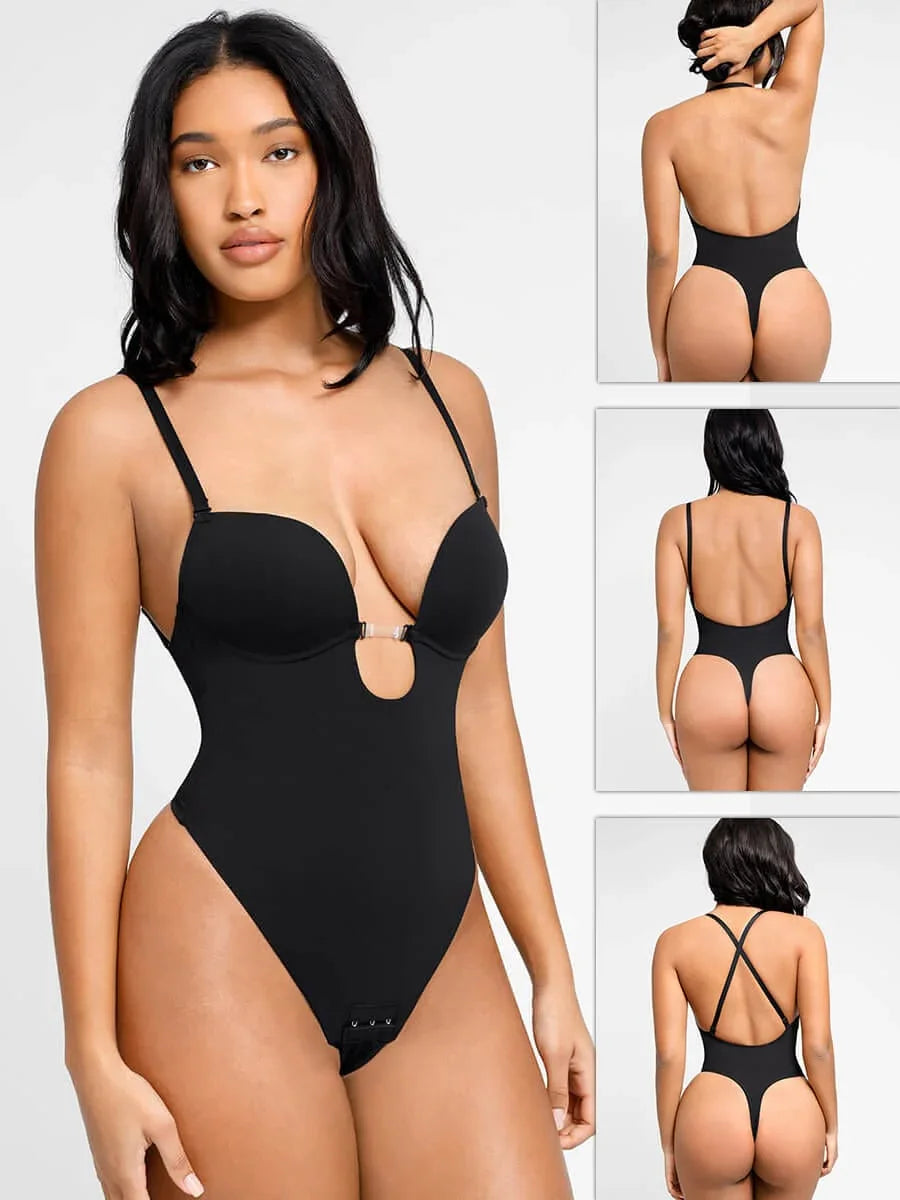 One-piece Front Low-cut Beauty Back Wedding Thong Bodysuit -