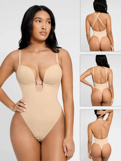 One-piece Front Low-cut Beauty Back Wedding Thong Bodysuit -