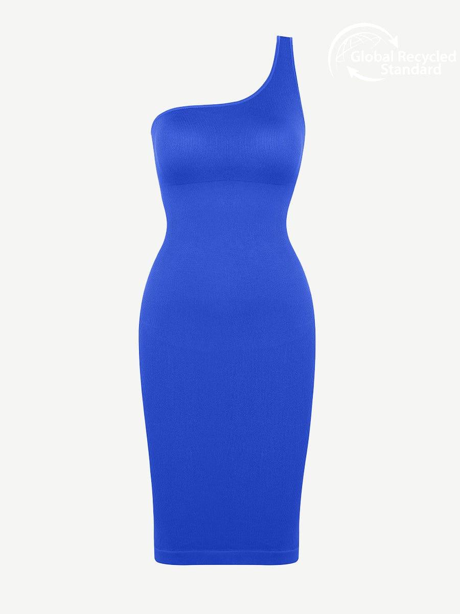 Seamless Eco-friendly One-shoulder Slanted Neck Waist Trimming Shaper Dress -