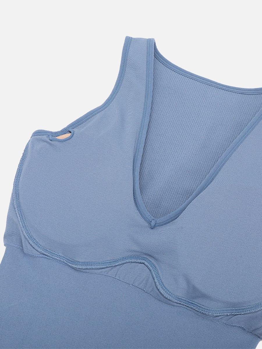 Seamless Sleeveless Irregular Ruffled Hem Waist and Abdomen Shaping Dress -