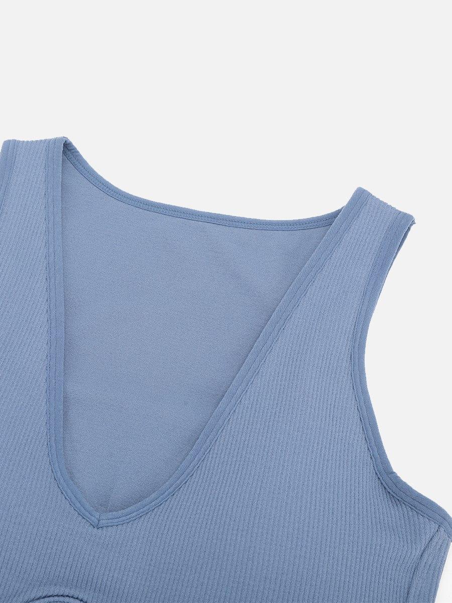 Seamless Sleeveless Irregular Ruffled Hem Waist and Abdomen Shaping Dress -
