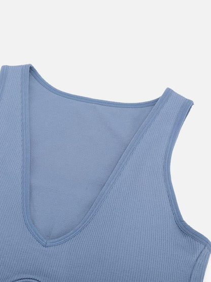 Seamless Sleeveless Irregular Ruffled Hem Waist and Abdomen Shaping Dress -