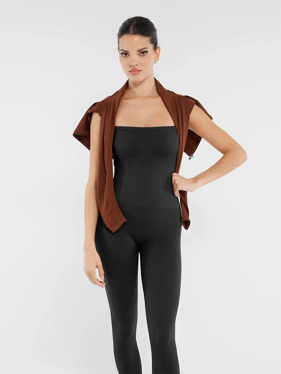 Seamless Sports Shaping 2 in 1 Waist and Tummy Control Bra-free Jumpsuit -