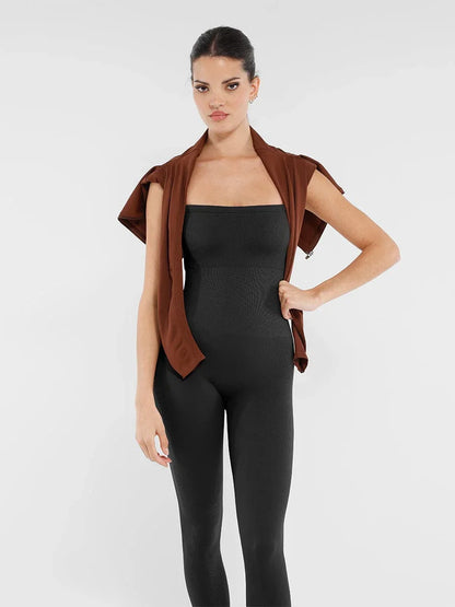 Seamless Sports Shaping 2 in 1 Waist and Tummy Control Bra-free Jumpsuit -