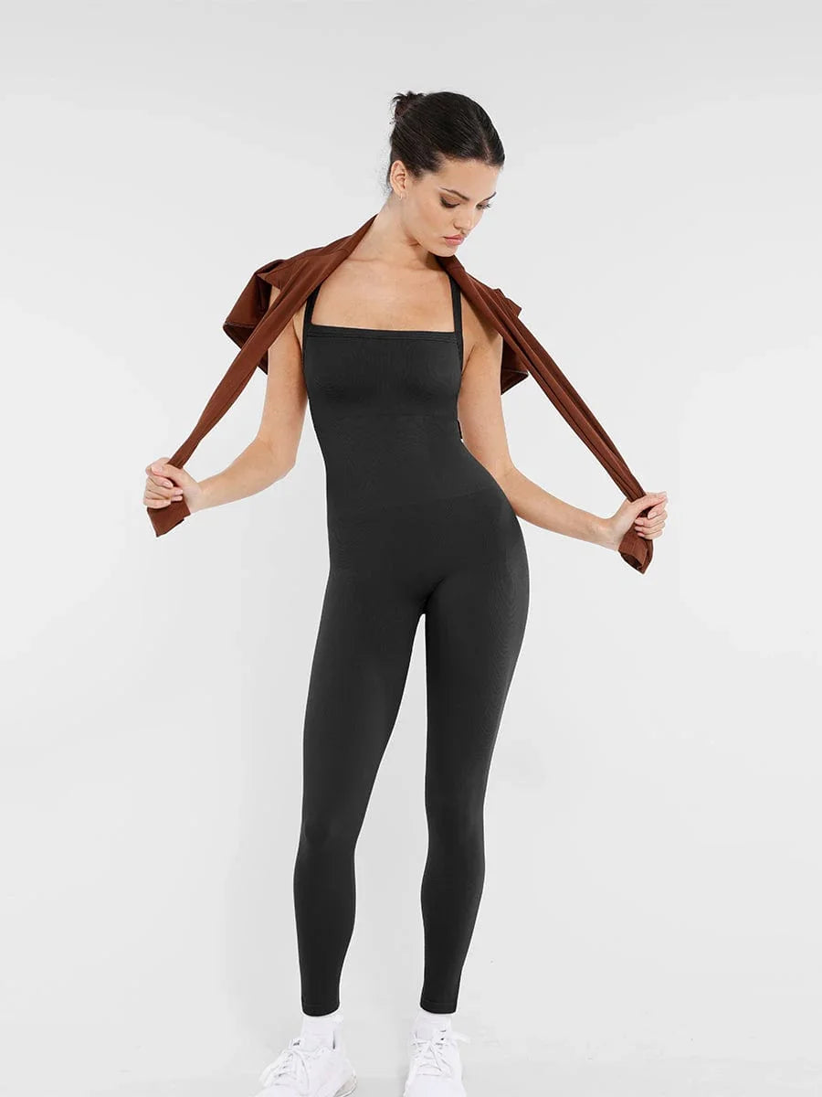 Seamless Sports Shaping 2 in 1 Waist and Tummy Control Bra-free Jumpsuit -