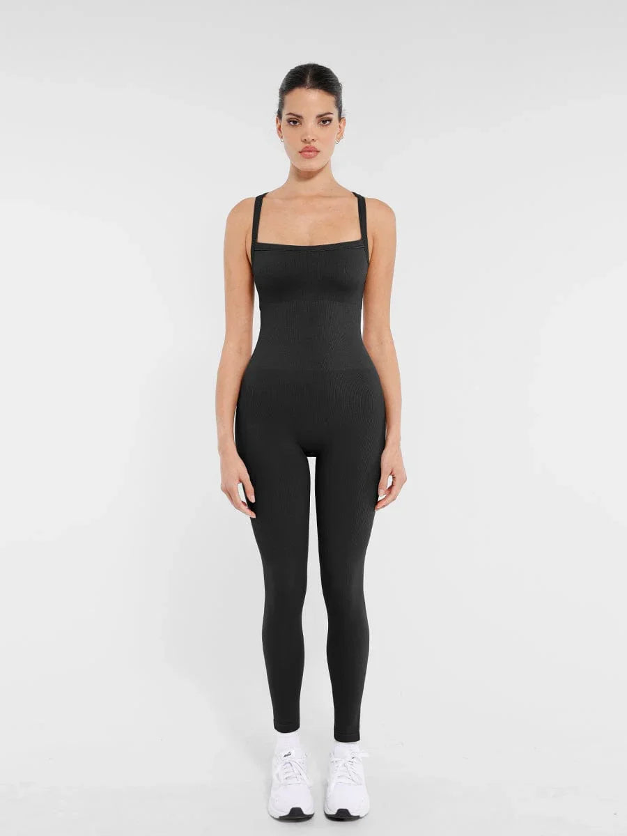 Seamless Sports Shaping 2 in 1 Waist and Tummy Control Bra-free Jumpsuit -