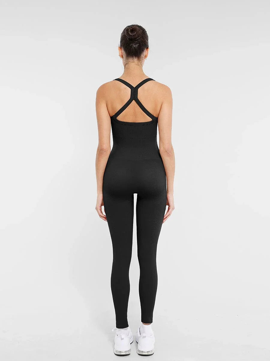 Seamless Sports Shaping 2 in 1 Waist and Tummy Control Bra-free Jumpsuit -