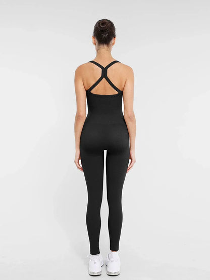 Seamless Sports Shaping 2 in 1 Waist and Tummy Control Bra-free Jumpsuit -