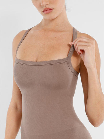 Seamless Sports Shaping 2 in 1 Waist and Tummy Control Bra-free Jumpsuit -