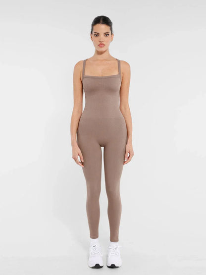 Seamless Sports Shaping 2 in 1 Waist and Tummy Control Bra-free Jumpsuit -