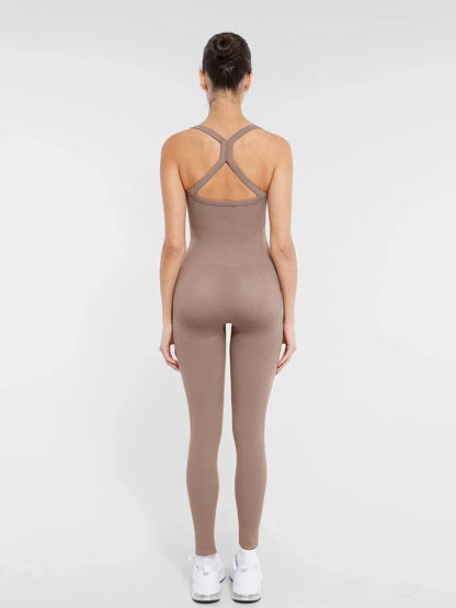 Seamless Sports Shaping 2 in 1 Waist and Tummy Control Bra-free Jumpsuit -
