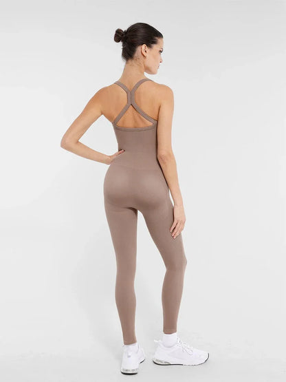 Seamless Sports Shaping 2 in 1 Waist and Tummy Control Bra-free Jumpsuit -