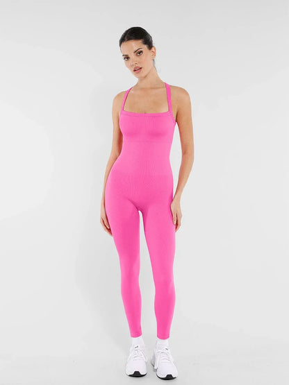 Seamless Sports Shaping 2 in 1 Waist and Tummy Control Bra-free Jumpsuit -
