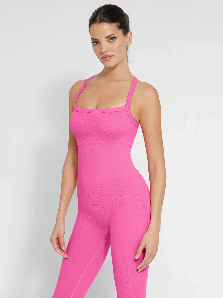 Seamless Sports Shaping 2 in 1 Waist and Tummy Control Bra-free Jumpsuit -