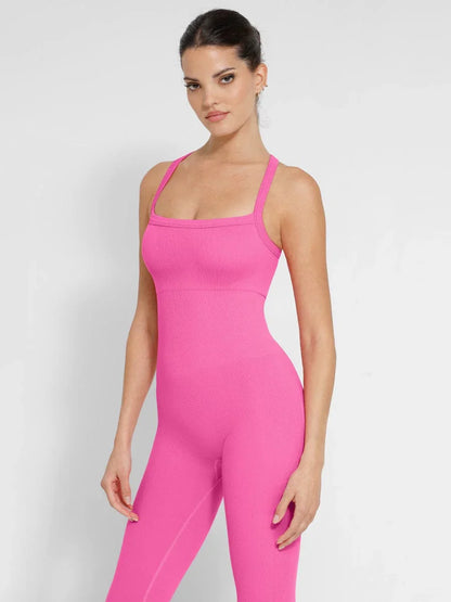Seamless Sports Shaping 2 in 1 Waist and Tummy Control Bra-free Jumpsuit -