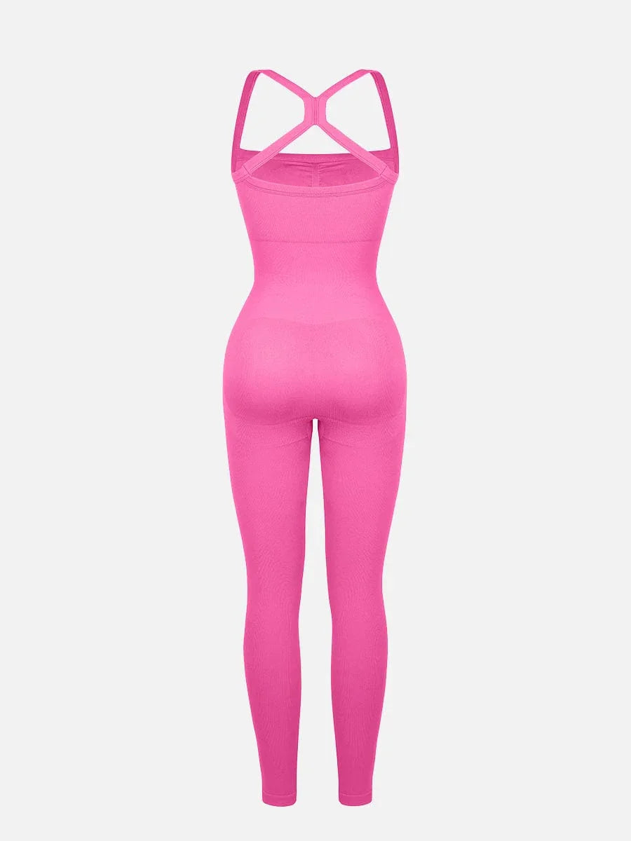 Seamless Sports Shaping 2 in 1 Waist and Tummy Control Bra-free Jumpsuit -