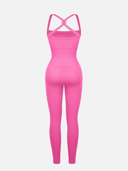 Seamless Sports Shaping 2 in 1 Waist and Tummy Control Bra-free Jumpsuit -