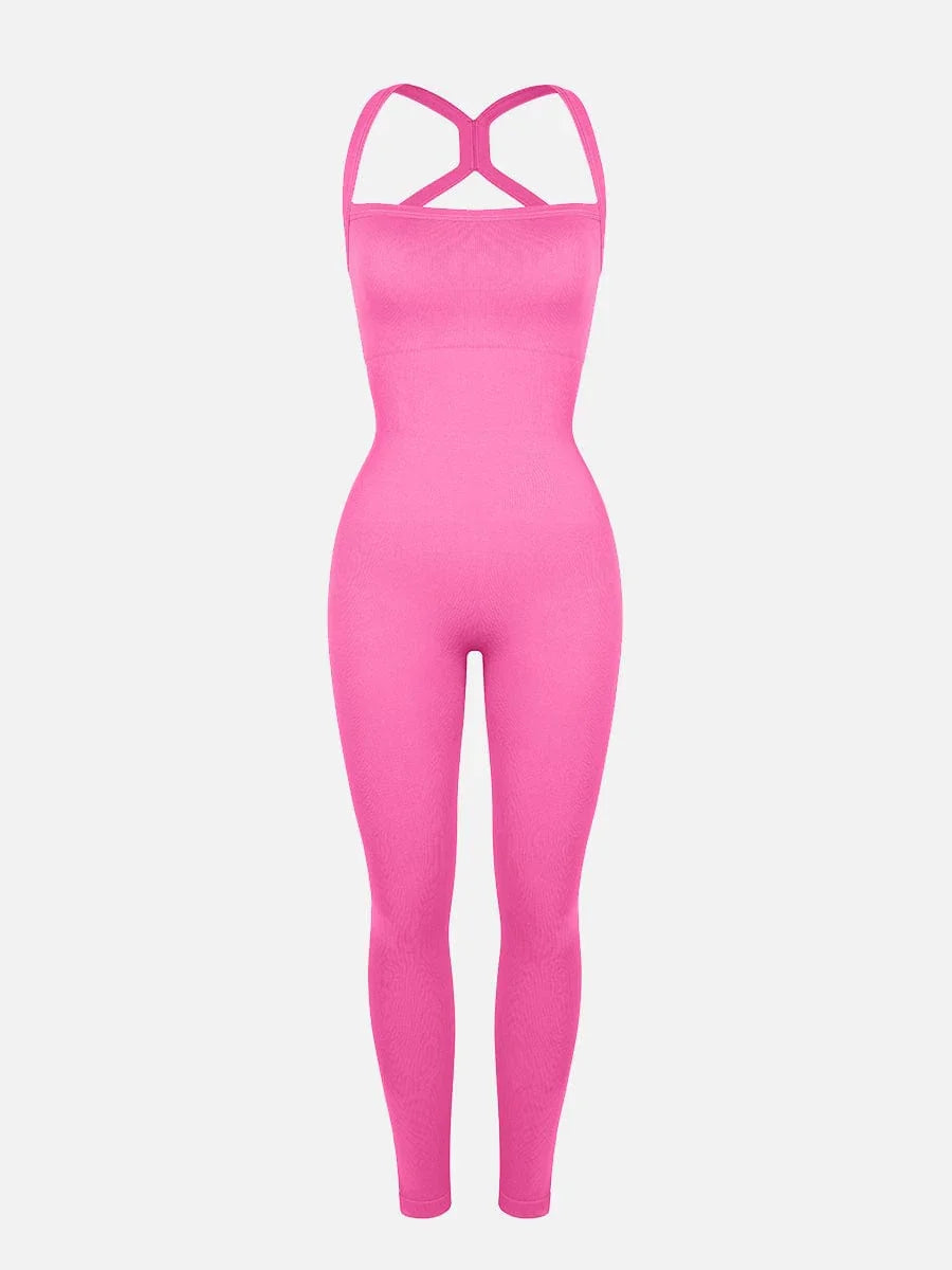 Seamless Sports Shaping 2 in 1 Waist and Tummy Control Bra-free Jumpsuit -