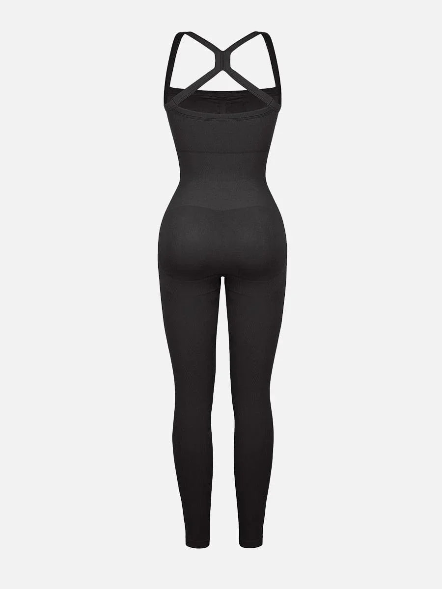 Seamless Sports Shaping 2 in 1 Waist and Tummy Control Bra-free Jumpsuit -