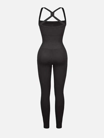 Seamless Sports Shaping 2 in 1 Waist and Tummy Control Bra-free Jumpsuit -