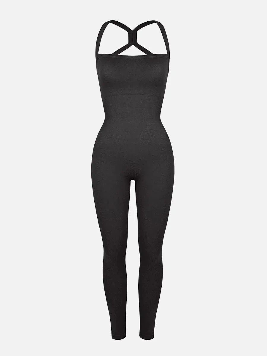 Seamless Sports Shaping 2 in 1 Waist and Tummy Control Bra-free Jumpsuit -