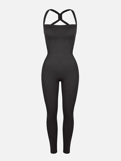 Seamless Sports Shaping 2 in 1 Waist and Tummy Control Bra-free Jumpsuit -