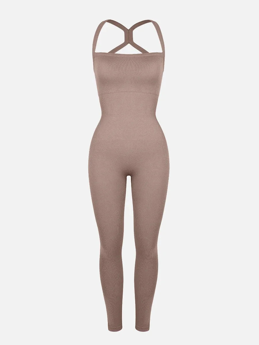 Seamless Sports Shaping 2 in 1 Waist and Tummy Control Bra-free Jumpsuit -