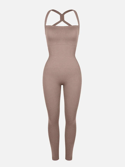 Seamless Sports Shaping 2 in 1 Waist and Tummy Control Bra-free Jumpsuit -