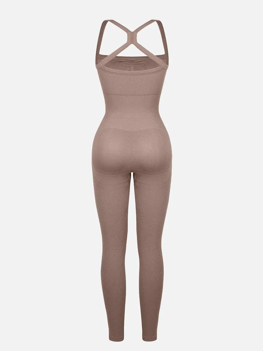 Seamless Sports Shaping 2 in 1 Waist and Tummy Control Bra-free Jumpsuit -