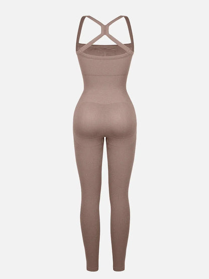 Seamless Sports Shaping 2 in 1 Waist and Tummy Control Bra-free Jumpsuit -