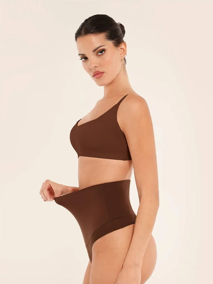 High Waist Tummy Control Thong Shapewear Panties -