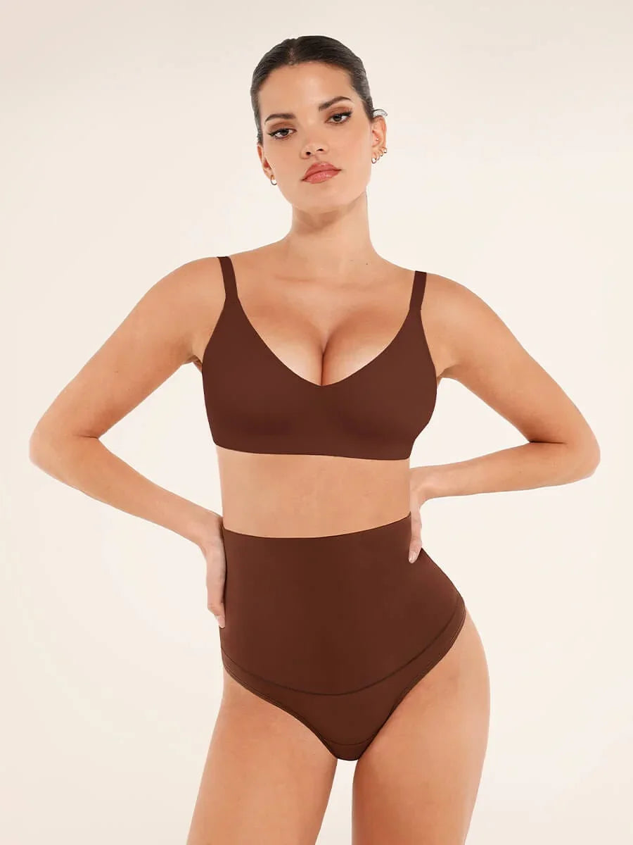 High Waist Tummy Control Thong Shapewear Panties -