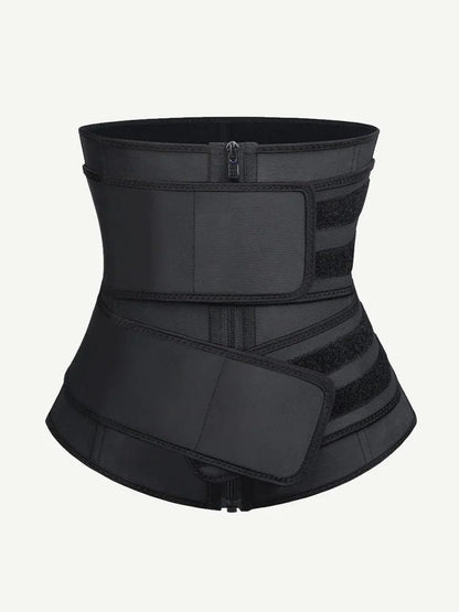 Wholesale Plus Size Black Latex Waist Cincher with Zipper and Adjustable Belt -
