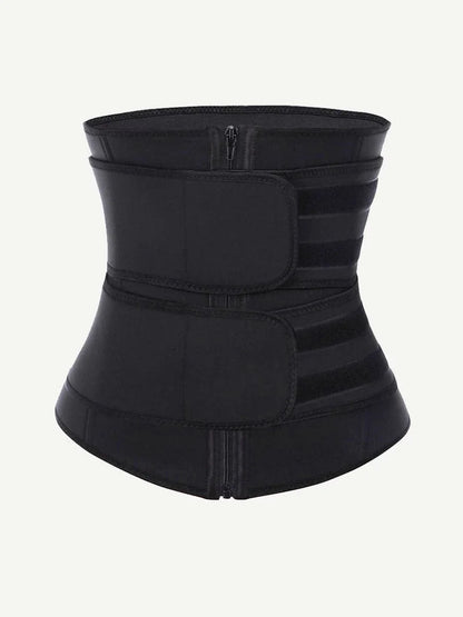 Wholesale Plus Size Black Latex Waist Cincher with Zipper and Adjustable Belt -