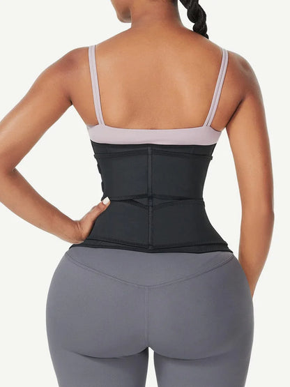 Wholesale Black Under Bust Latex Waist Trainer Double Belt Waist Control -
