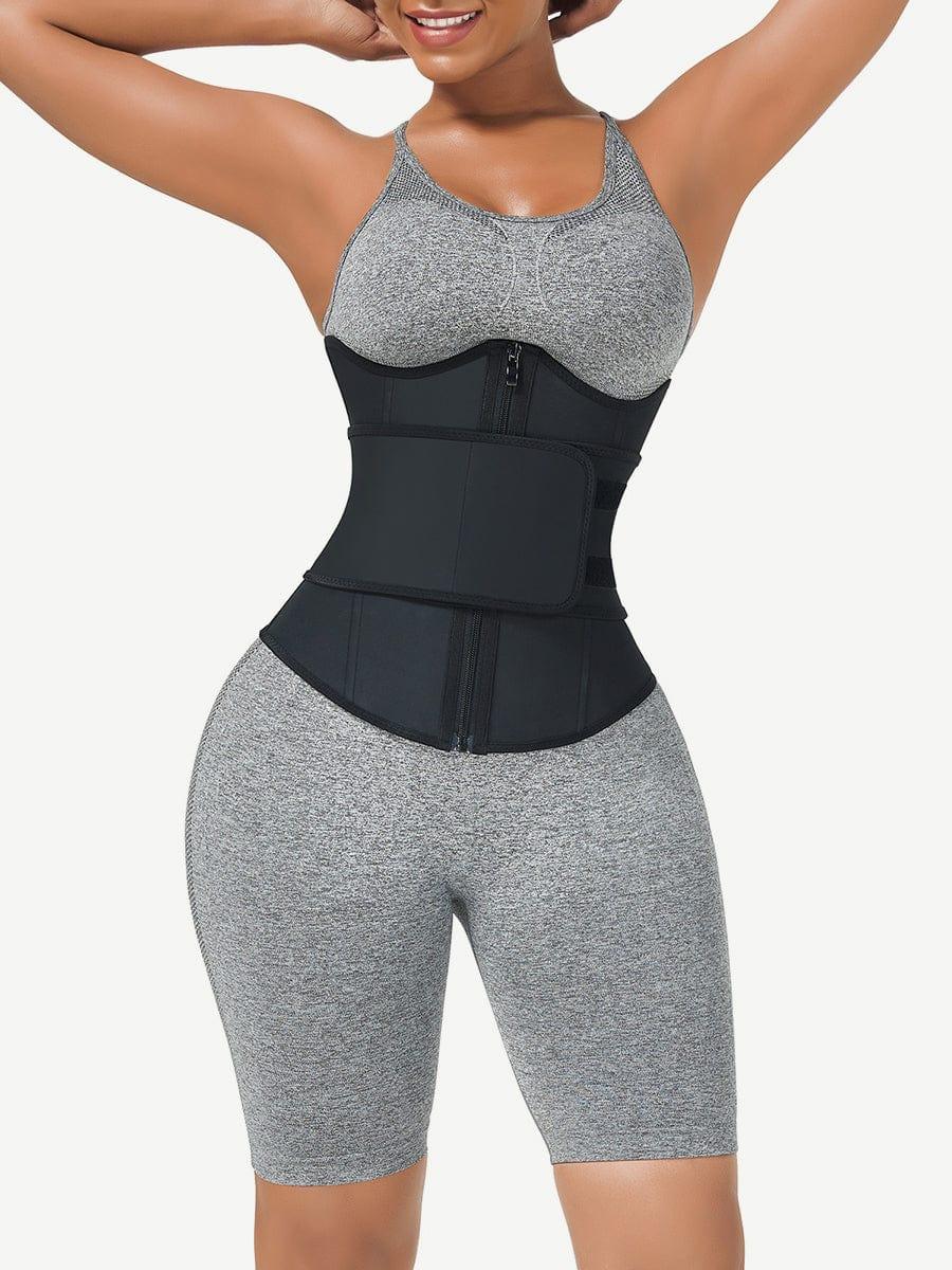 Wholesale Black Bust Support Latex Waist Trainer With Belt Firm Control -