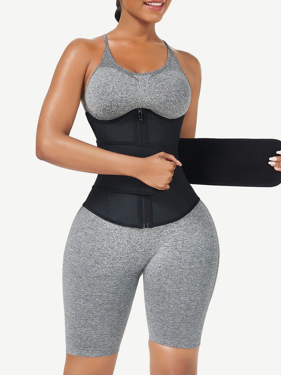 Wholesale Black Bust Support Latex Waist Trainer With Belt Firm Control -