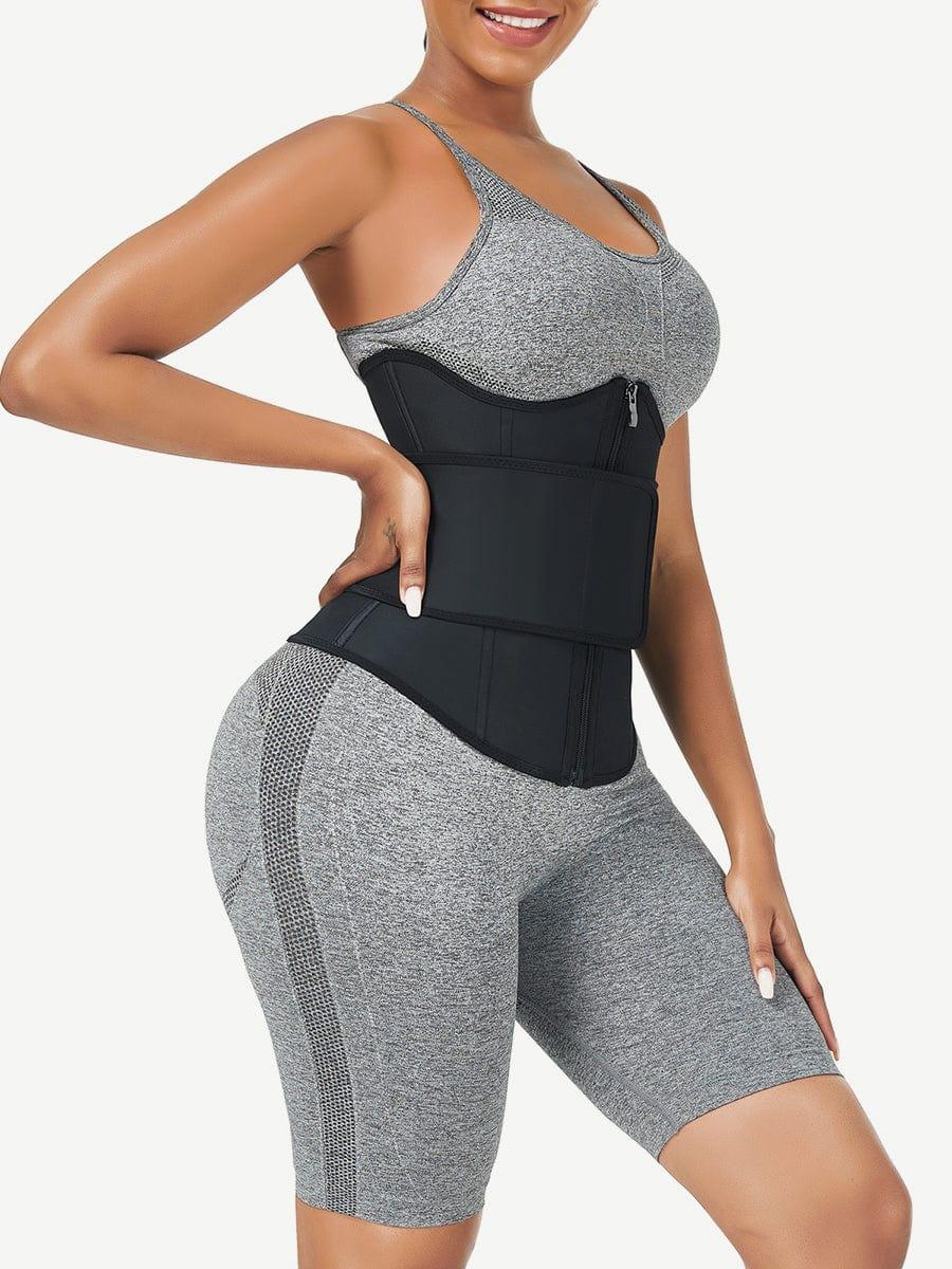 Wholesale Black Bust Support Latex Waist Trainer With Belt Firm Control -