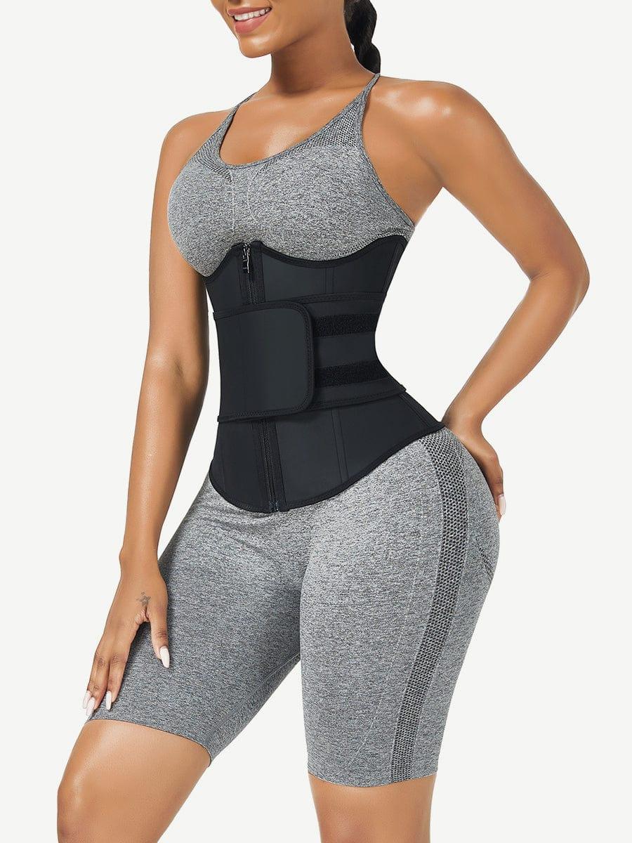 Wholesale Black Bust Support Latex Waist Trainer With Belt Firm Control -